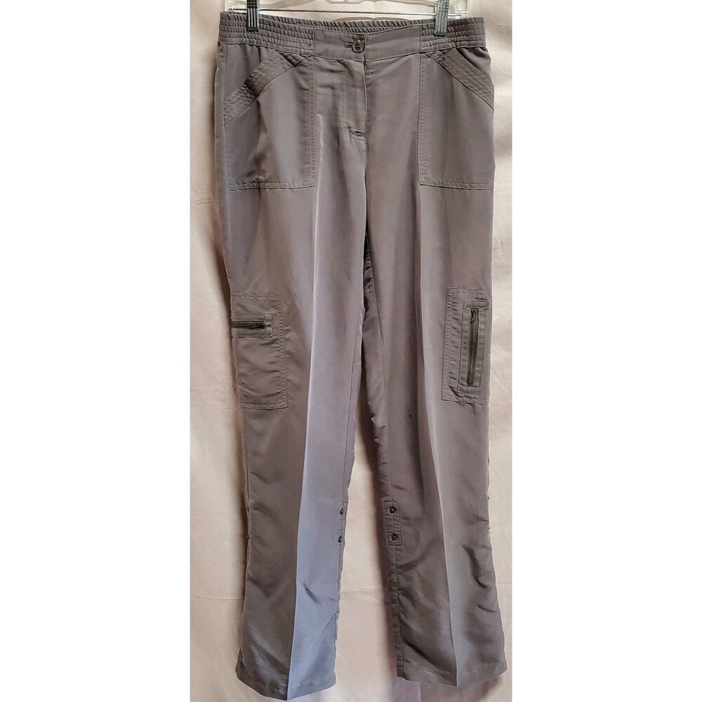 Chico's Gray Modal Utility Athleisure Convertible Crop Straight Cargo Pants 0